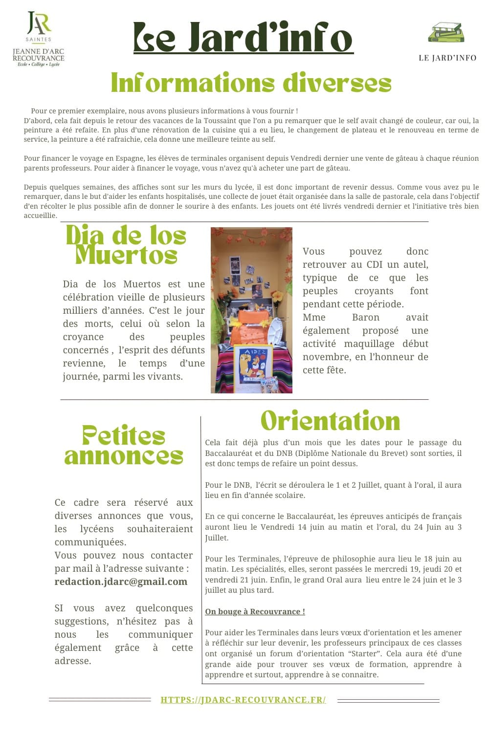 Le jard info Journal du lycée Ensemble Scolaire Jeanne d Arc